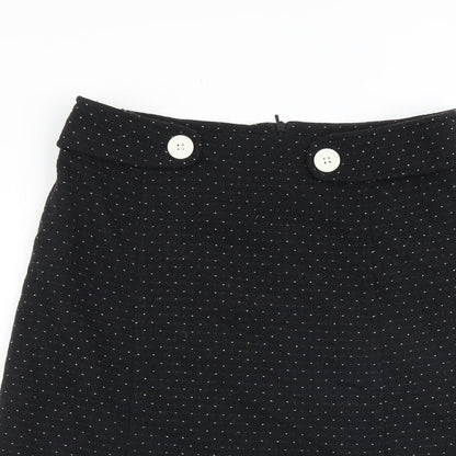Sticky Fingers Womens Black Polka Dot Polyester A-Line Skirt Size 10 Zip