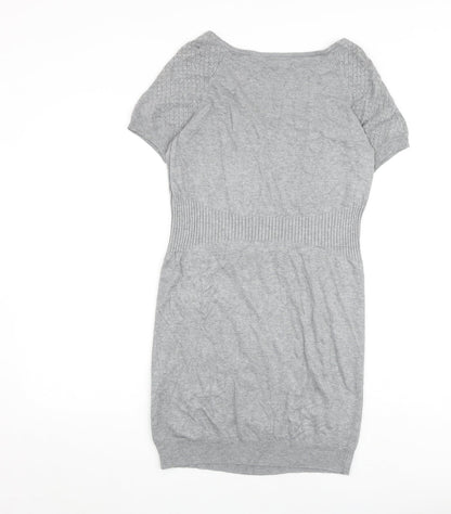 Warehouse Womens Grey Viscose Shift Size 14 V-Neck Pullover