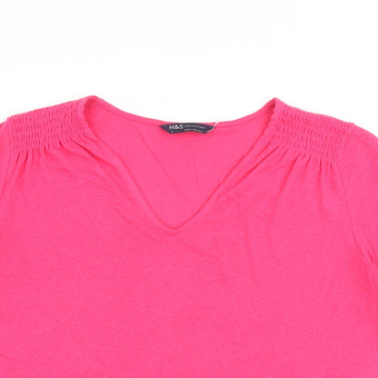 Womens UK Size 6 Marks and Spencer Pink Basic T-Shirt