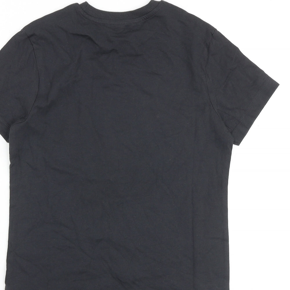 Marks and Spencer Boys Grey 100% Cotton Pullover T-Shirt Size 9-10 Years Crew Neck Pullover