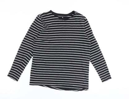 Very Girls Black Striped 100% Cotton Pullover T-Shirt Size 12 Years Round Neck Pullover
