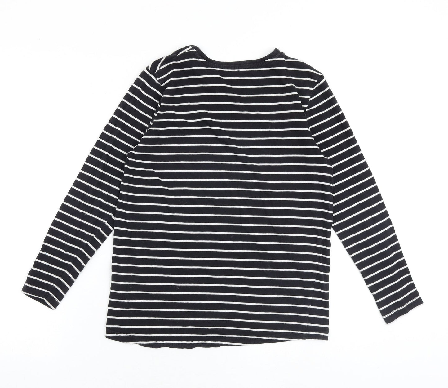 Very Girls Black Striped 100% Cotton Pullover T-Shirt Size 12 Years Round Neck Pullover