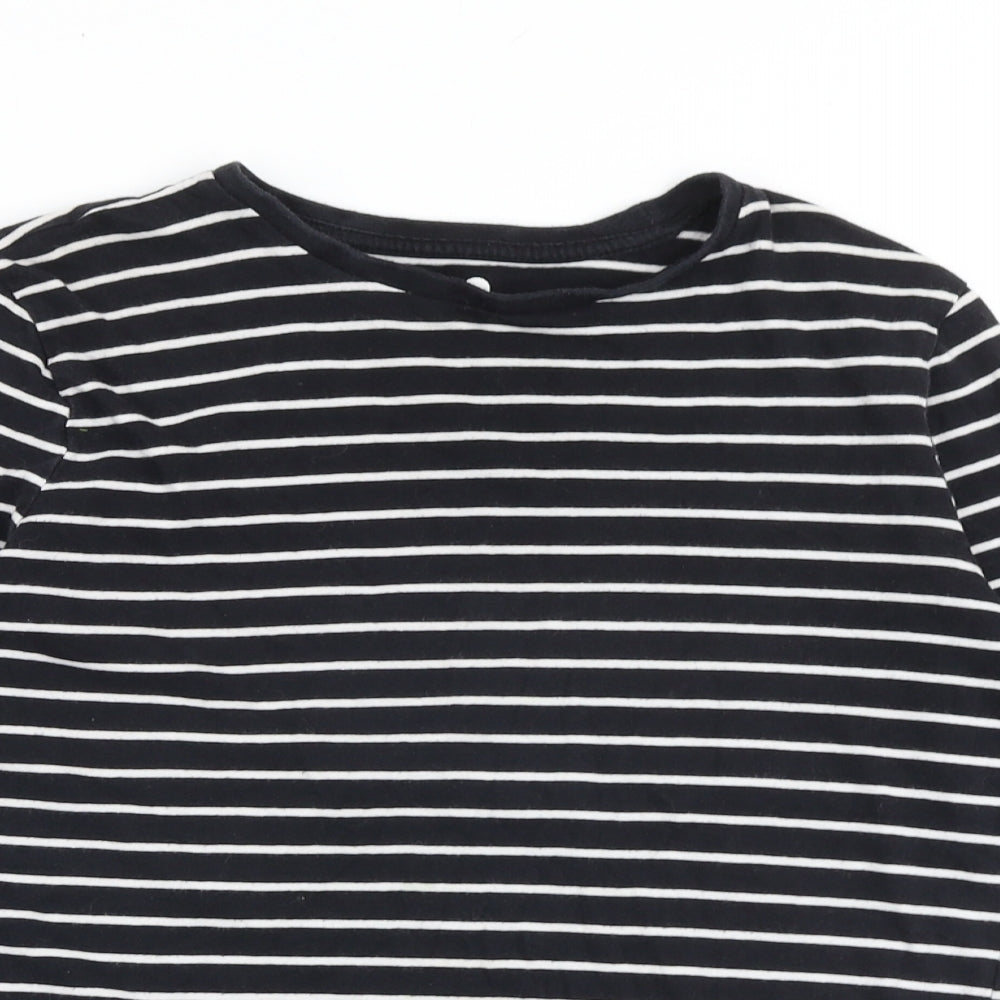 Very Girls Black Striped 100% Cotton Pullover T-Shirt Size 12 Years Round Neck Pullover