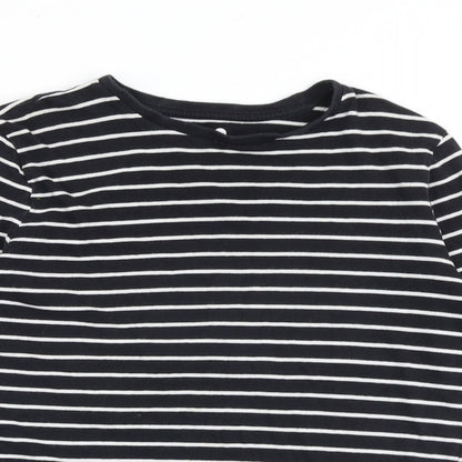 Very Girls Black Striped 100% Cotton Pullover T-Shirt Size 12 Years Round Neck Pullover