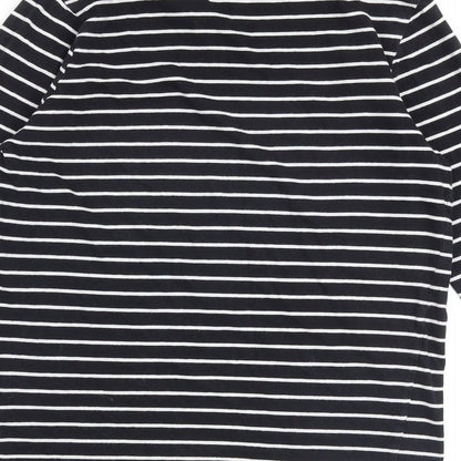 Very Girls Black Striped 100% Cotton Pullover T-Shirt Size 12 Years Round Neck Pullover