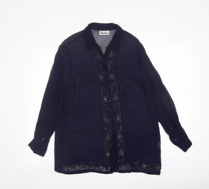 Womens UK Size M Pomodoro Blue Basic Button-Up