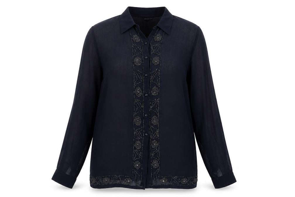 Womens UK Size M Pomodoro Blue Basic Button-Up