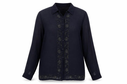 Womens UK Size M Pomodoro Blue Basic Button-Up