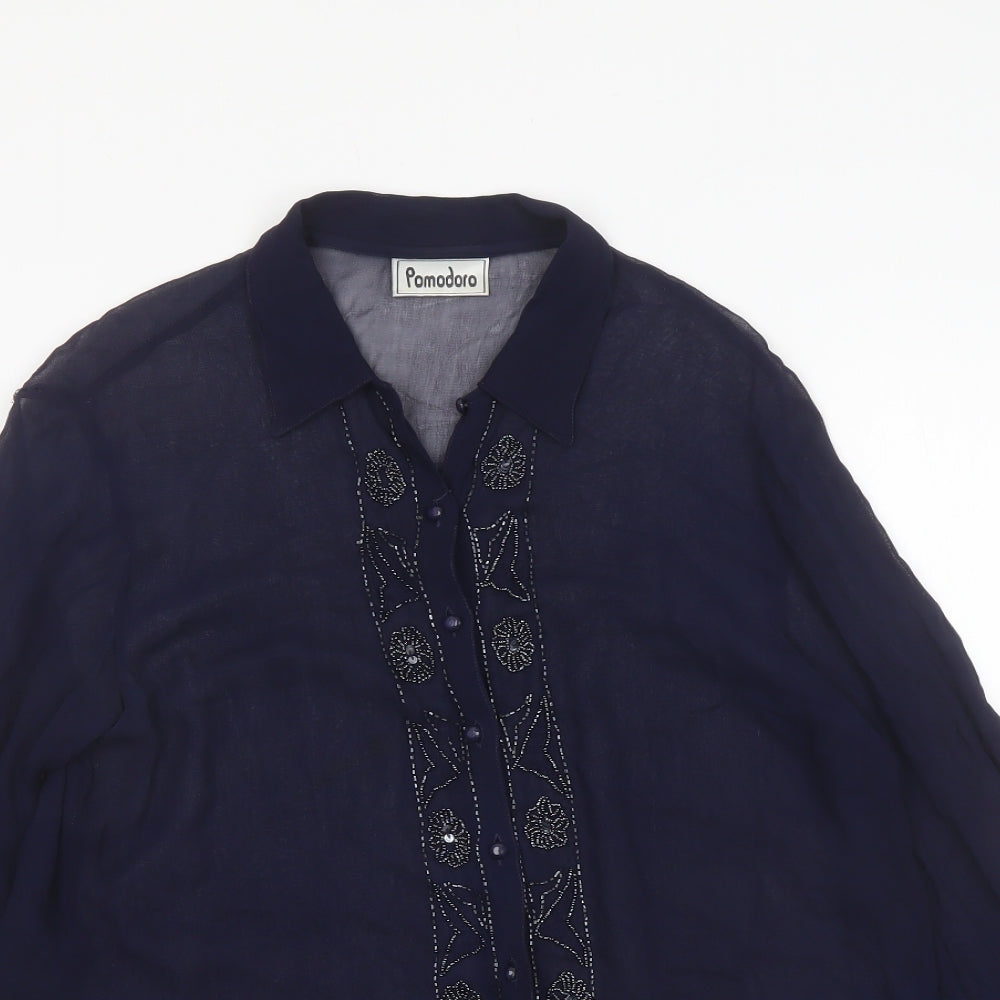 Womens UK Size M Pomodoro Blue Basic Button-Up