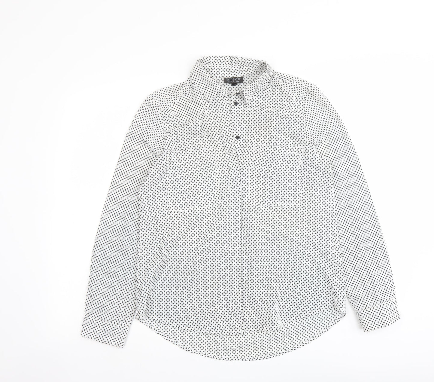 Womens UK Size 8 Topshop White Basic Button-Up