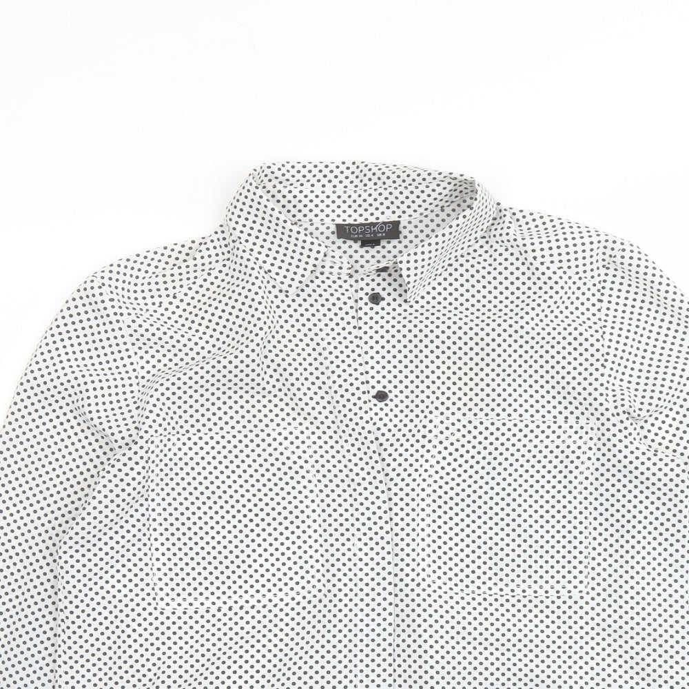 Womens UK Size 8 Topshop White Basic Button-Up
