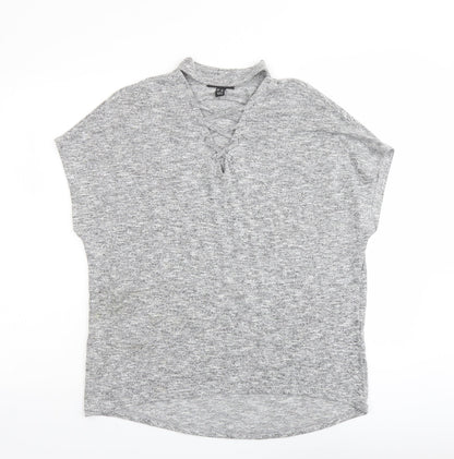 Womens UK Size S New Look Grey Basic Blouse