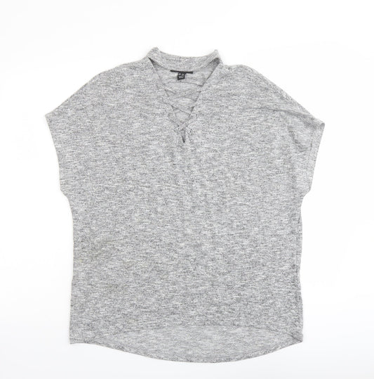 Womens UK Size S New Look Grey Basic Blouse