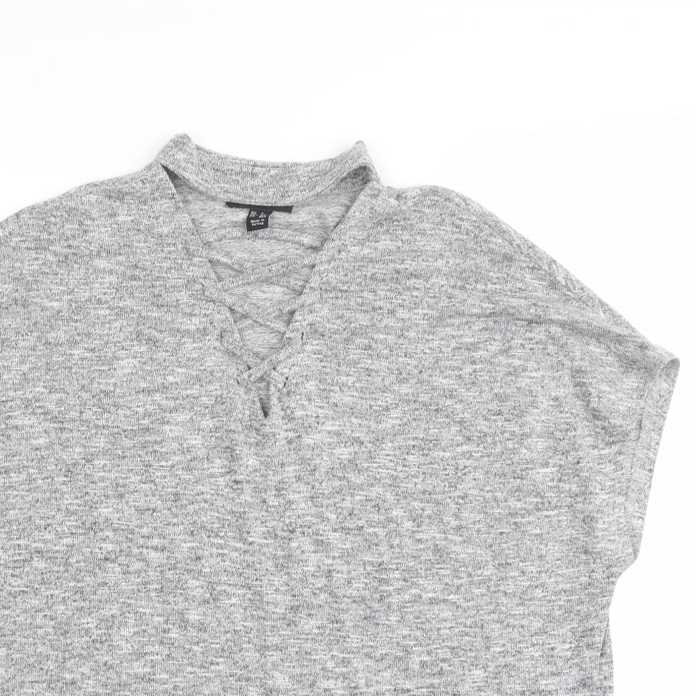 Womens UK Size S New Look Grey Basic Blouse