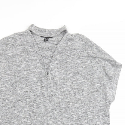 Womens UK Size S New Look Grey Basic Blouse