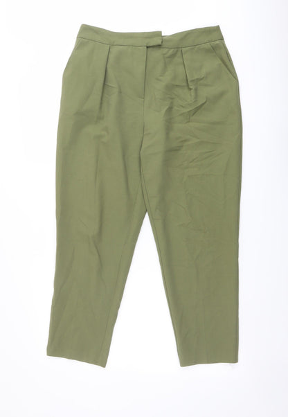 Womens UK Size 12 Warehouse Regular Fit Carrot Green Trousers
