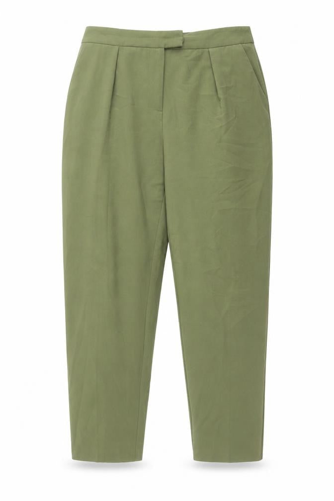 Womens UK Size 12 Warehouse Regular Fit Carrot Green Trousers