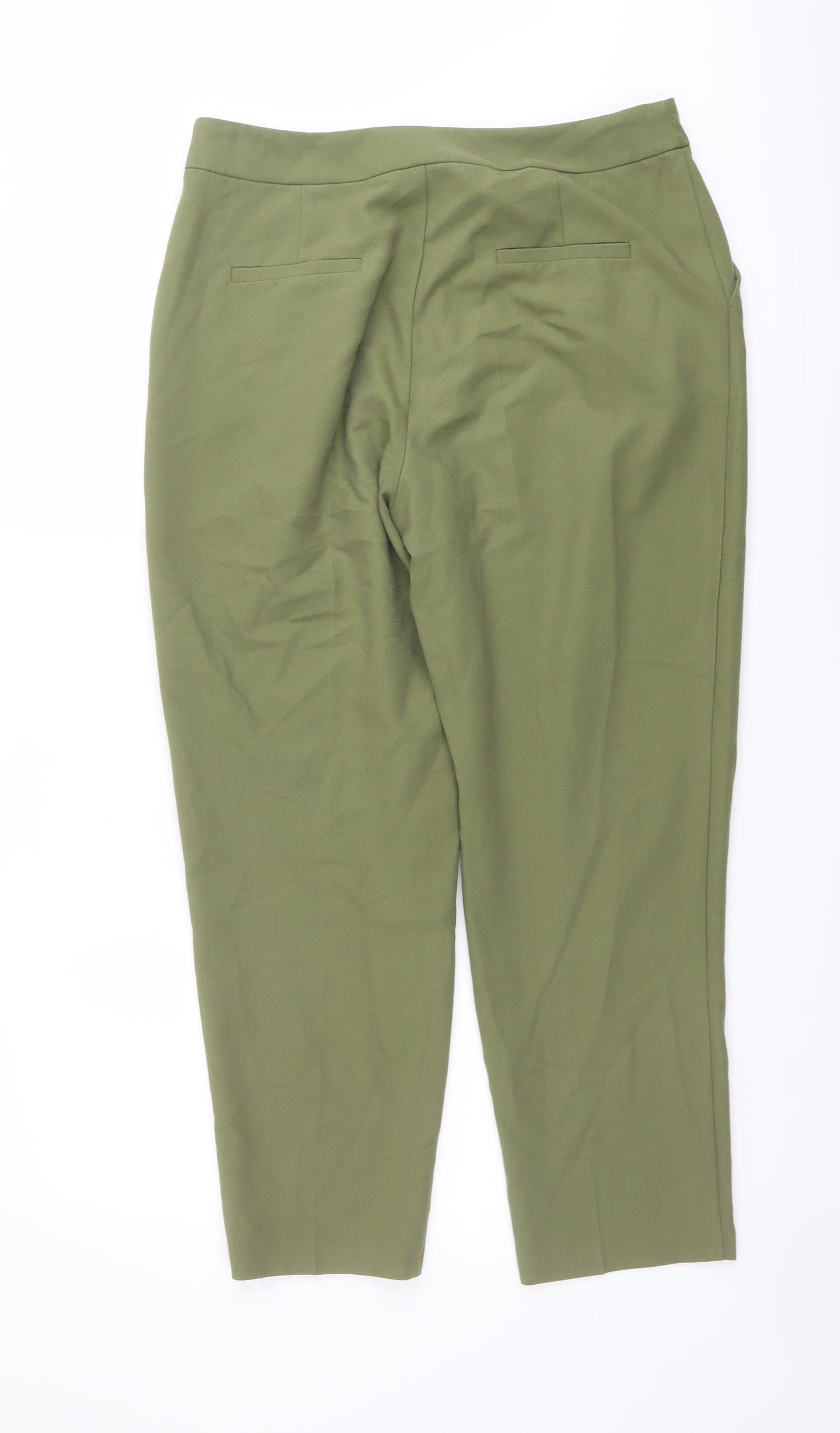 Womens UK Size 12 Warehouse Regular Fit Carrot Green Trousers