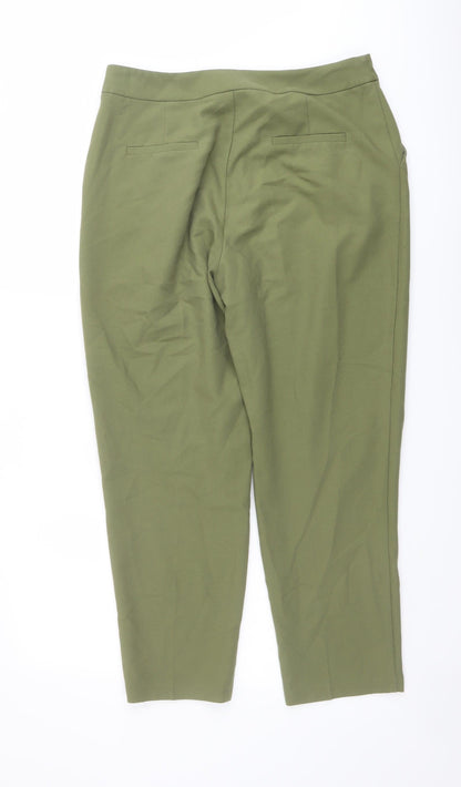Womens UK Size 12 Warehouse Regular Fit Carrot Green Trousers