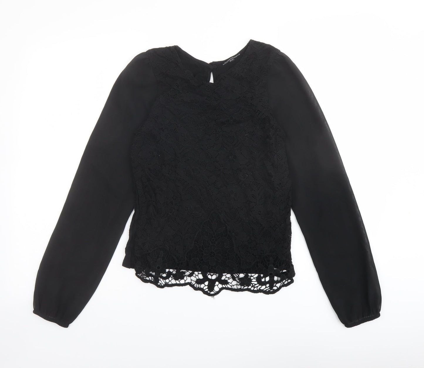 Womens UK Size 10 Warehouse Black Basic Blouse
