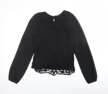 Womens UK Size 10 Warehouse Black Basic Blouse