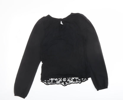Womens UK Size 10 Warehouse Black Basic Blouse