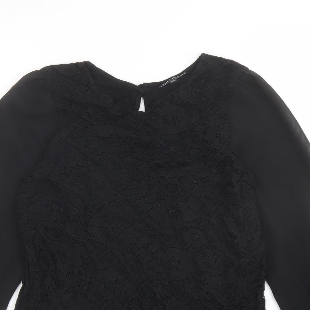 Womens UK Size 10 Warehouse Black Basic Blouse