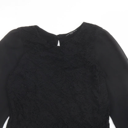 Womens UK Size 10 Warehouse Black Basic Blouse