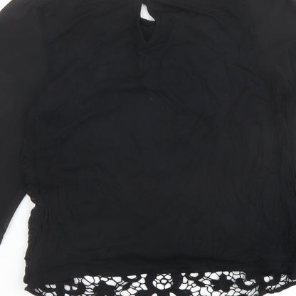 Womens UK Size 10 Warehouse Black Basic Blouse