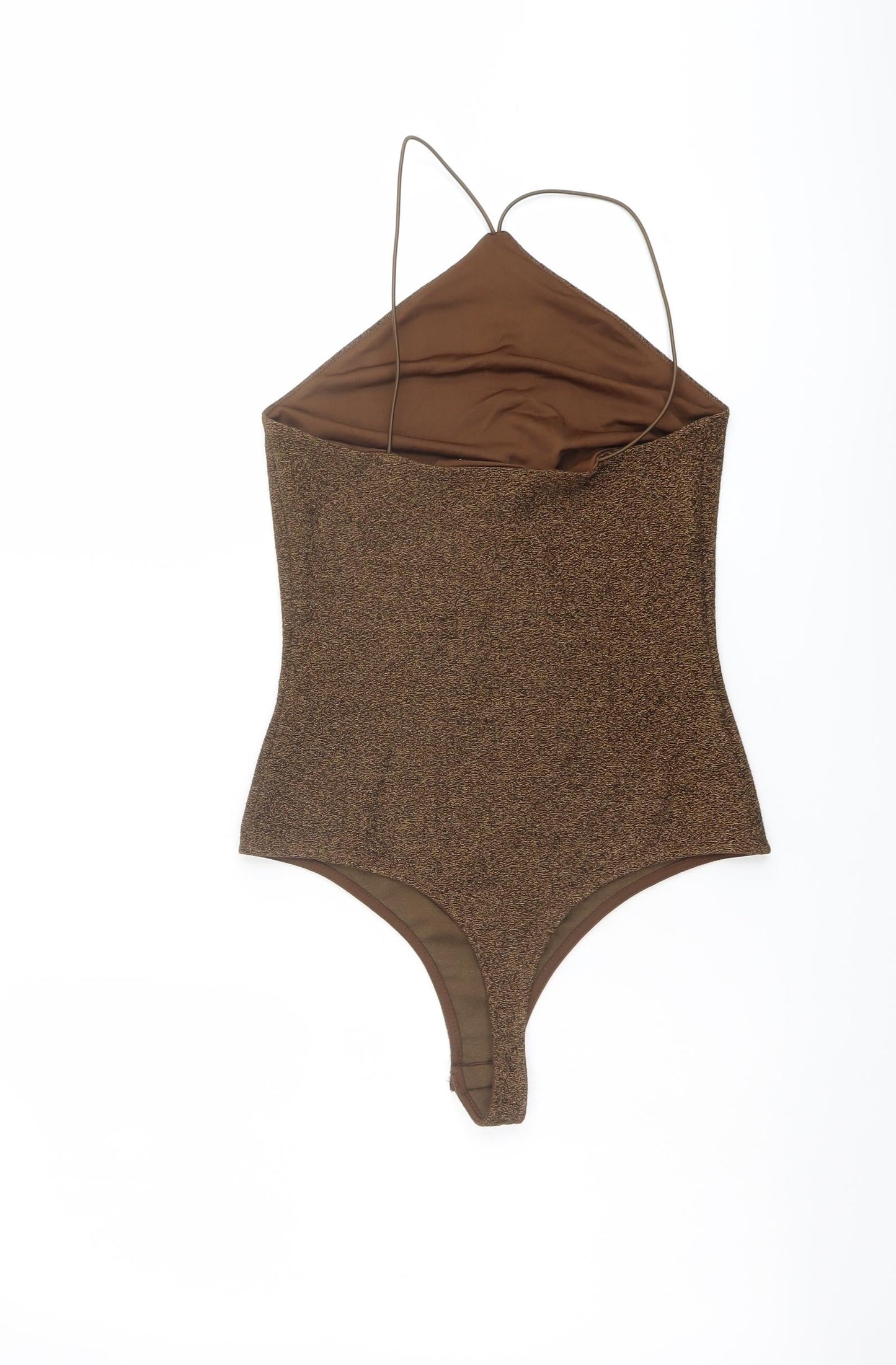 H&M Womens Brown Polyester Bodysuit One-Piece Size S Snap