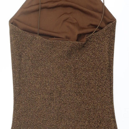 H&M Womens Brown Polyester Bodysuit One-Piece Size S Snap