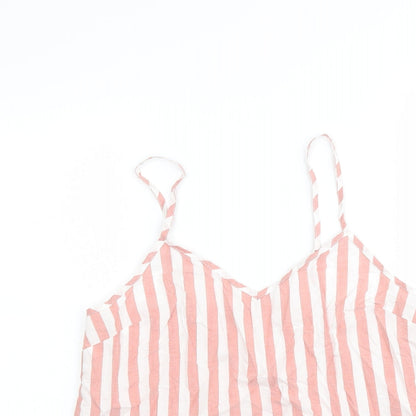 John Lewis Womens Pink Striped Cotton Camisole Tank Size 10 V-Neck