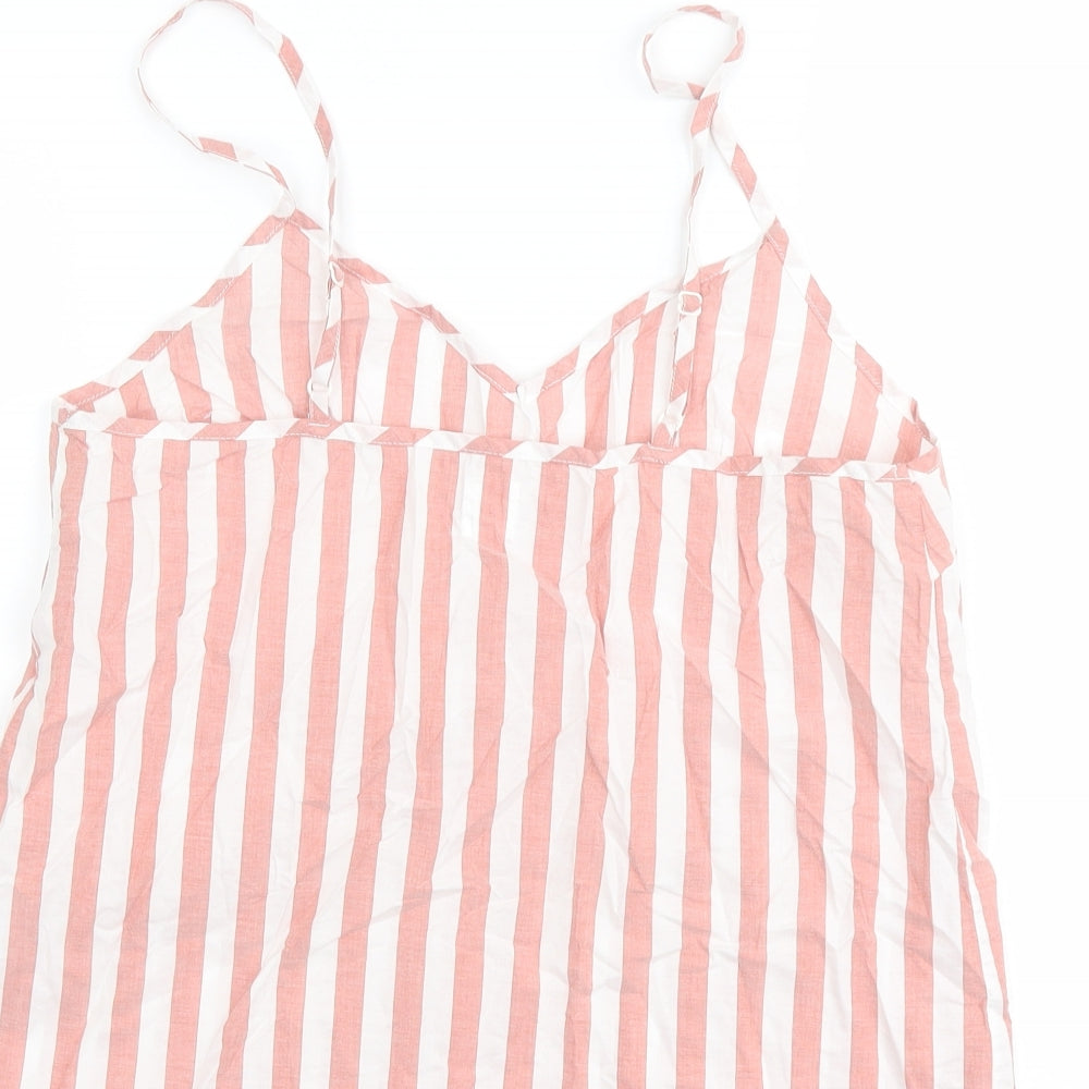 John Lewis Womens Pink Striped Cotton Camisole Tank Size 10 V-Neck