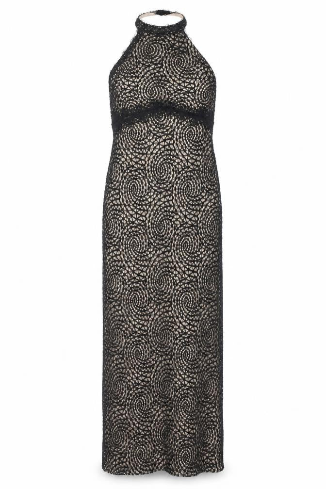 Lipsy Womens Black Geometric Polyester Maxi Size 10 Halter Zip