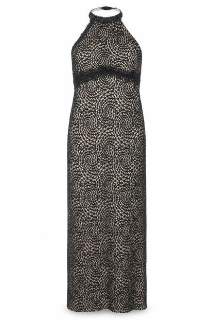 Lipsy Womens Black Geometric Polyester Maxi Size 10 Halter Zip