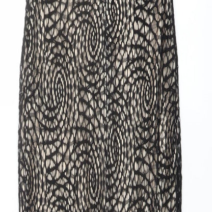 Lipsy Womens Black Geometric Polyester Maxi Size 10 Halter Zip