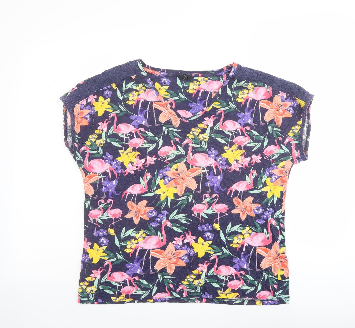 Womens UK Size 14 M&Co Multicoloured Basic T-Shirt