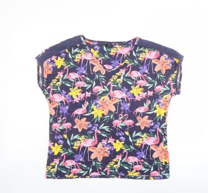 Womens UK Size 14 M&Co Multicoloured Basic T-Shirt