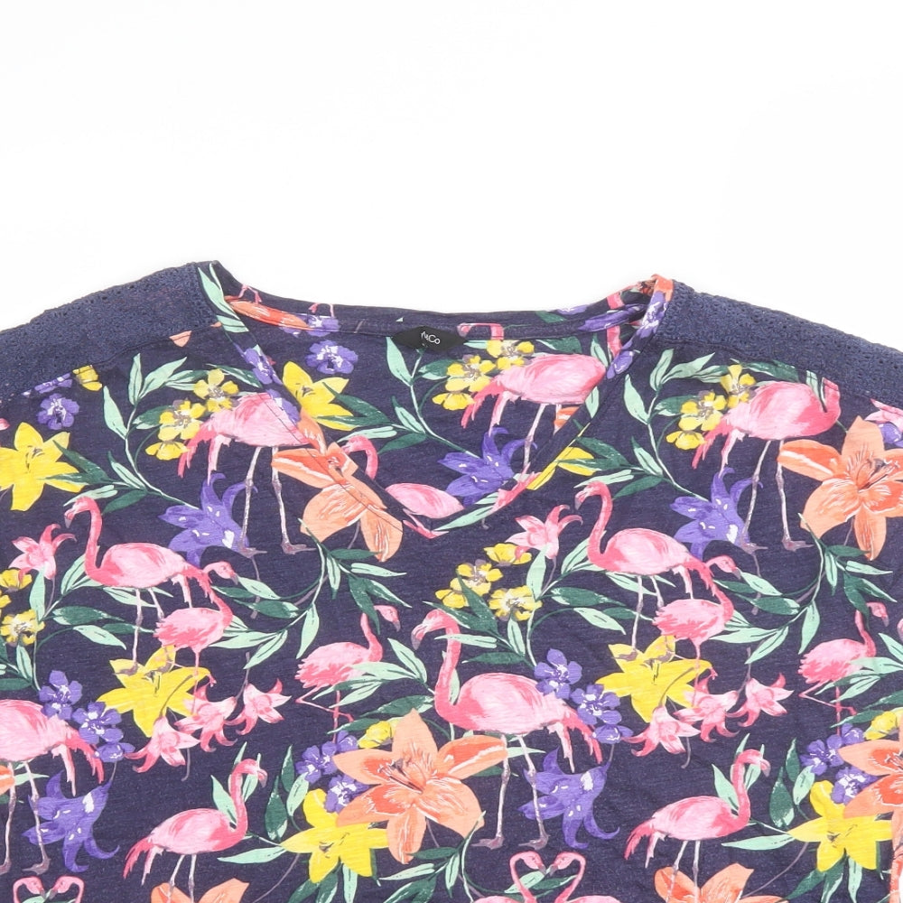 Womens UK Size 14 M&Co Multicoloured Basic T-Shirt