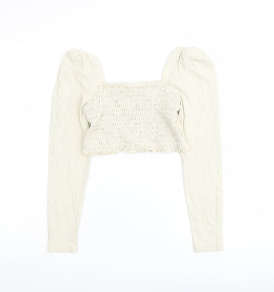 Womens UK Size 14 Topshop Beige Cropped Tank