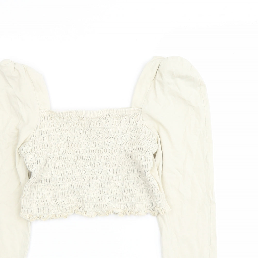 Womens UK Size 14 Topshop Beige Cropped Tank