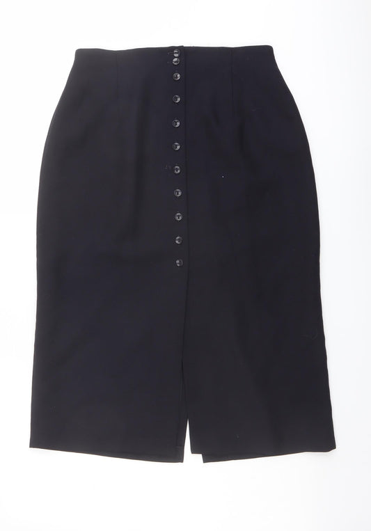 Marks and Spencer Womens Blue Polyester Straight & Pencil Skirt Size 12 Button