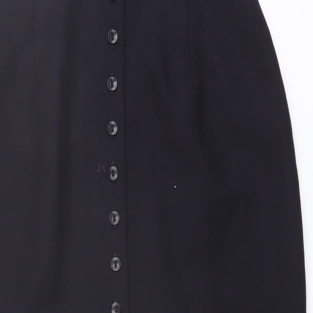 Marks and Spencer Womens Blue Polyester Straight & Pencil Skirt Size 12 Button