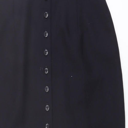 Marks and Spencer Womens Blue Polyester Straight & Pencil Skirt Size 12 Button