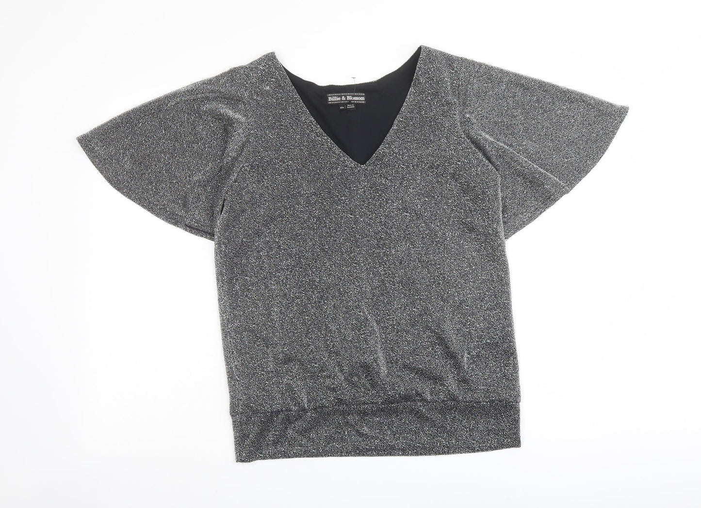 Womens UK Size 10 Billie & Blossom Silver Basic Blouse