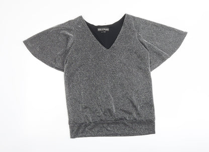 Womens UK Size 10 Billie & Blossom Silver Basic Blouse