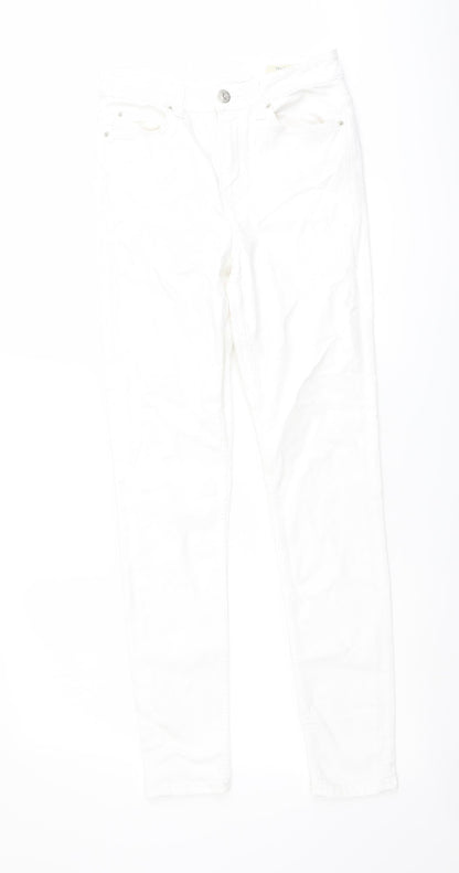 Marks and Spencer Womens White Cotton Skinny Jeans Size 8 L29 in Regular Button