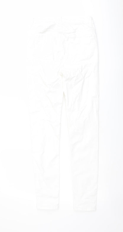 Marks and Spencer Womens White Cotton Skinny Jeans Size 8 L29 in Regular Button