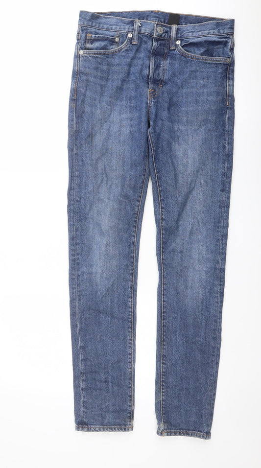H&M Mens Blue Cotton Skinny Jeans Size 28 in L31 in Slim Button