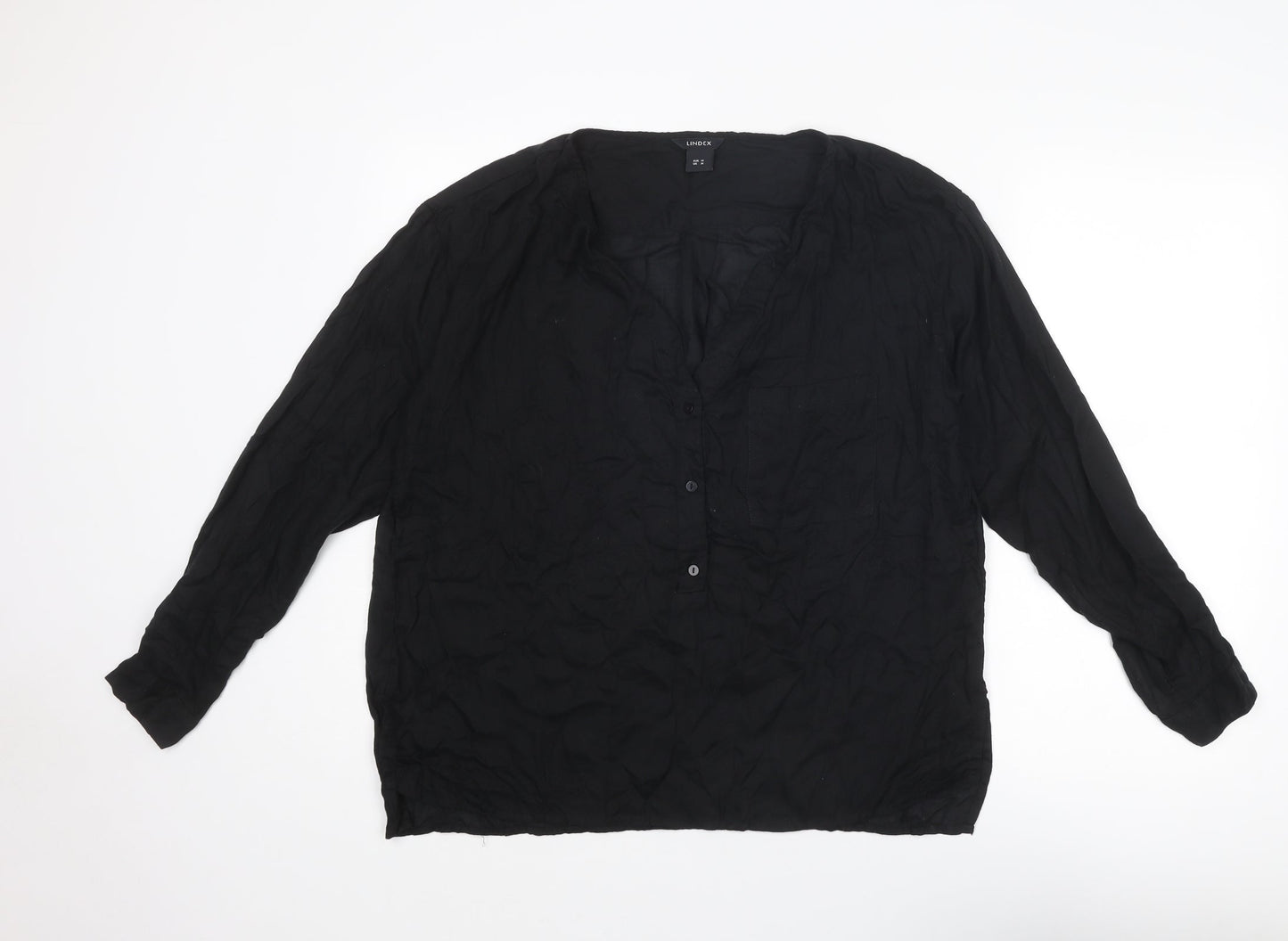Womens UK Size M Lindex Black Basic Blouse